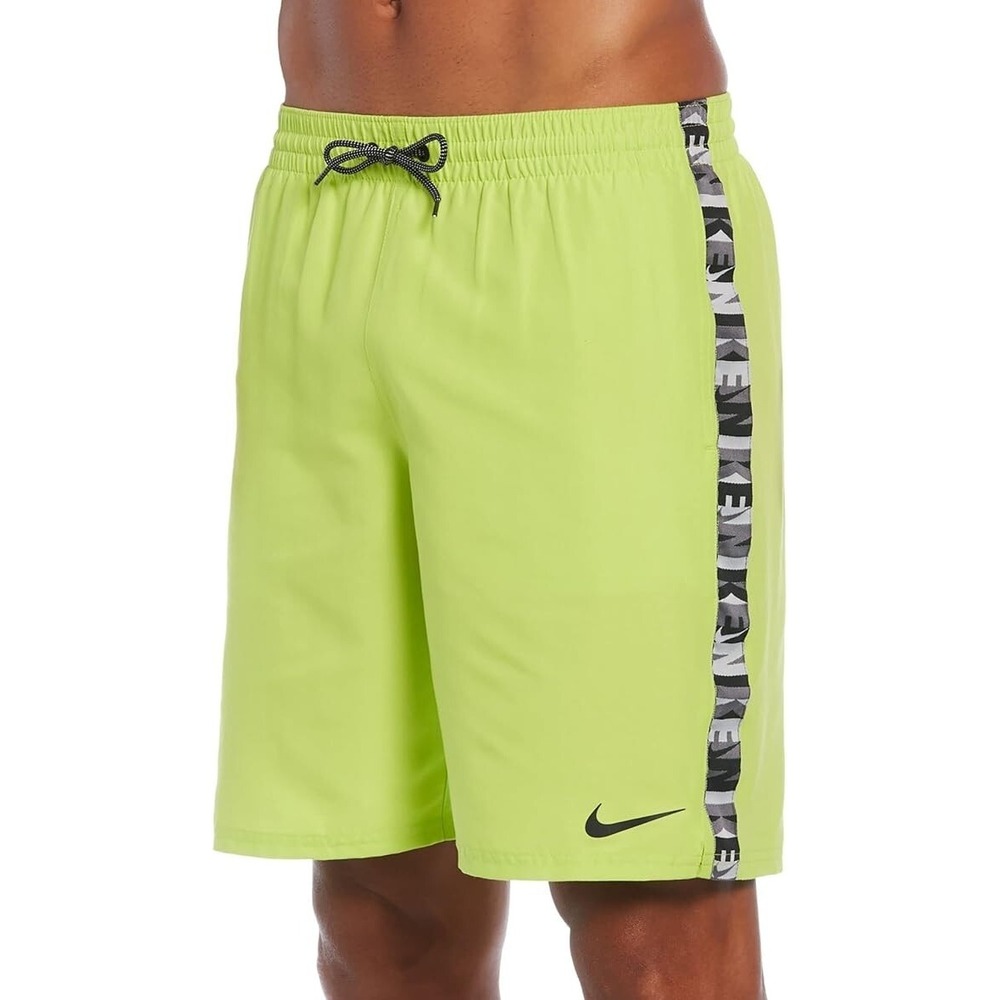 Nike Logo Tape 9" Volley NESSC472-312 Atomic Green Men's Swim Shorts Size M $58